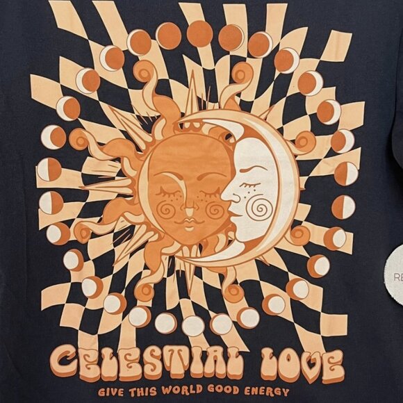 Recycle Threads Shirt Womens Medium "Celestial Love Give This World Good Energy" - Picture 3 of 4